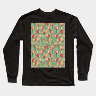 Tulips Flower Seamless Pattern V7 Long Sleeve T-Shirt